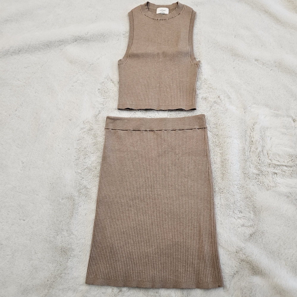 Wilfred Tan Ribbed Skirt Coord Matching Set Womens
